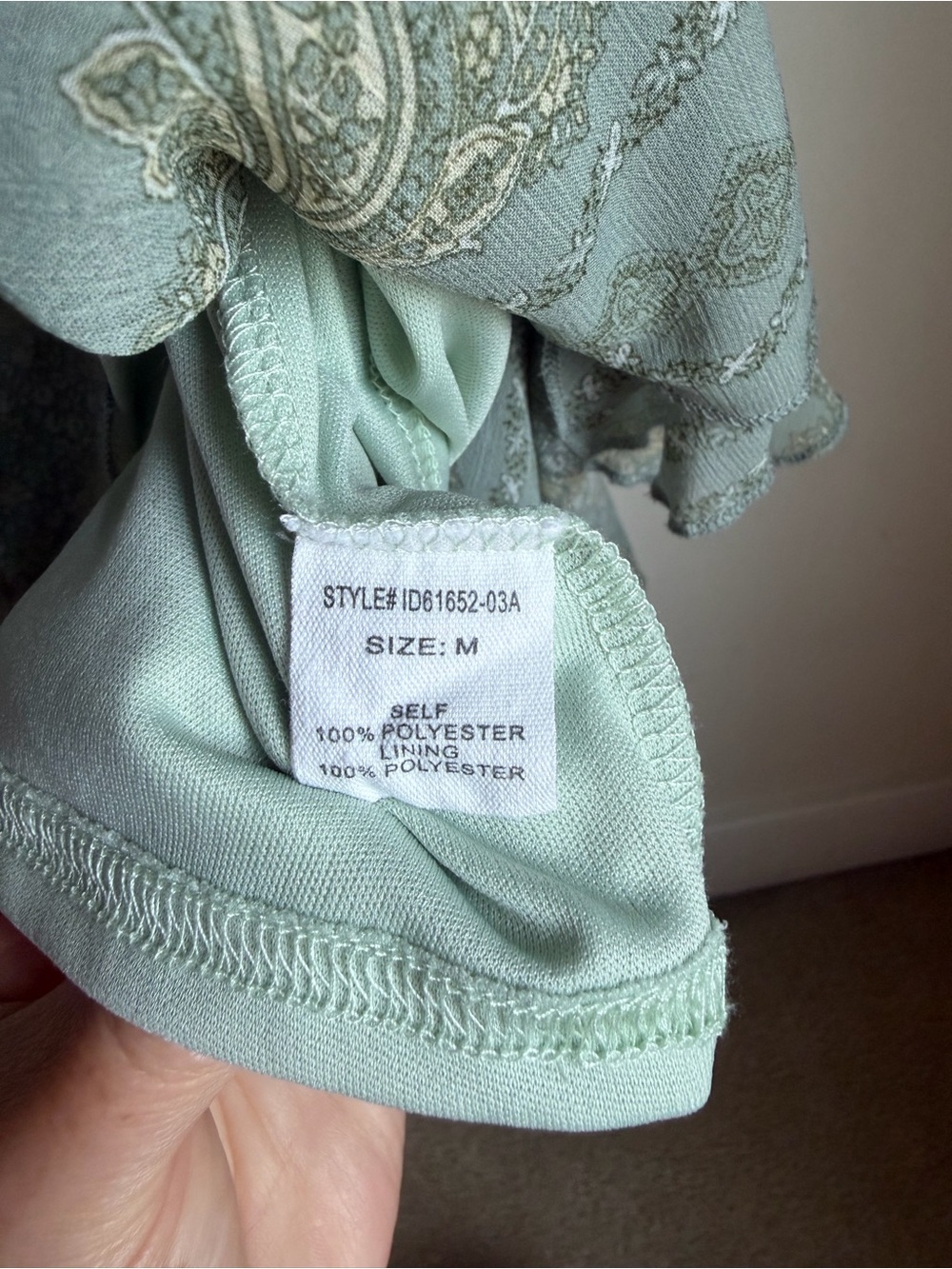 Altar'd State Olive Green Paisley Wrap Mini Dress - Picture 5 of 6